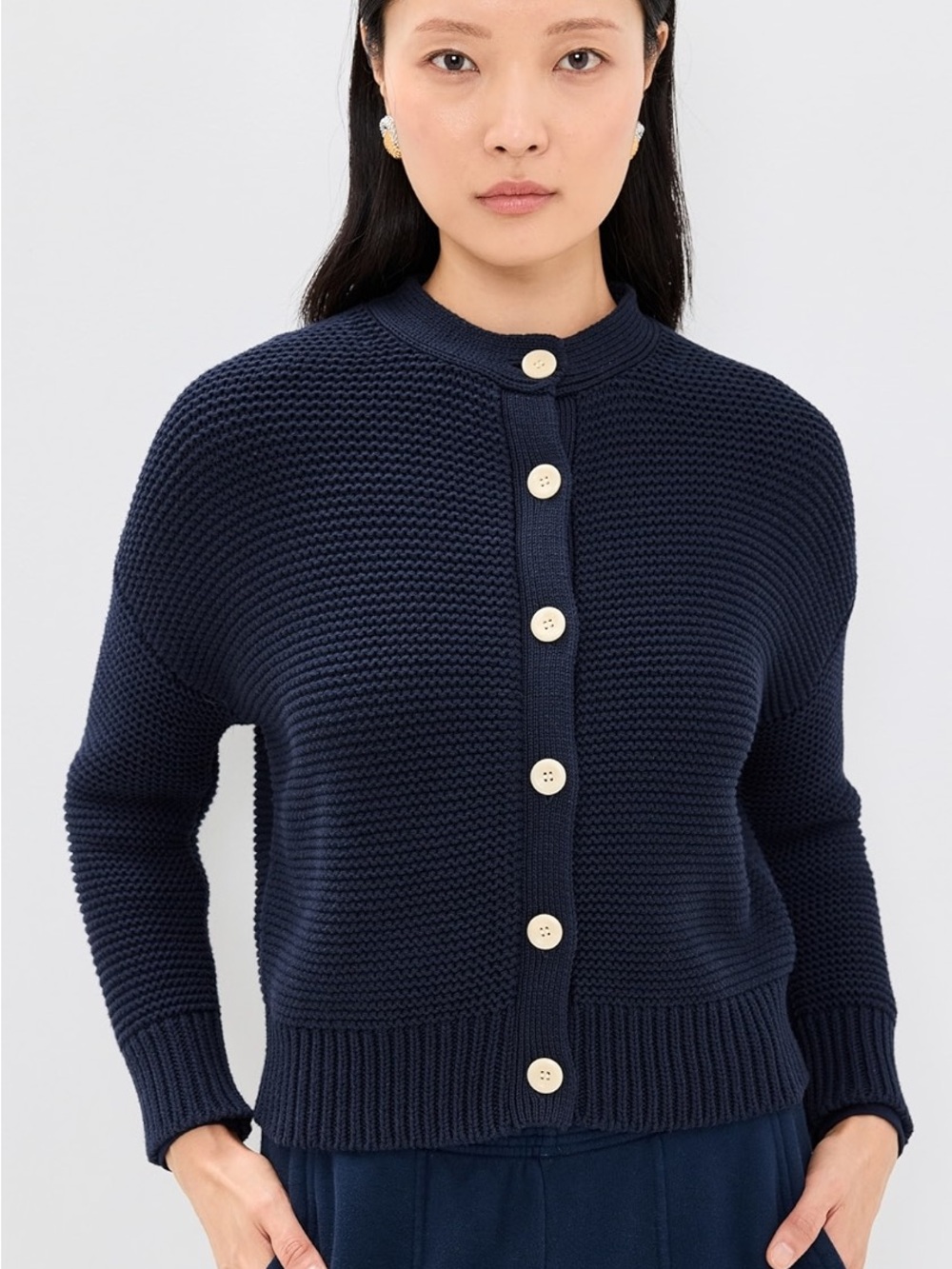 Alex Mill Navy Blue Button-Front Knit Cardigan